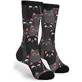 Yaateeh Black And Grey Cats Crew Socks Mid Calf Dress Socks Casual Long Tube Socks For Men Women Boy Girl