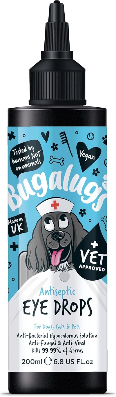 BUGALUGS Dog Eye Drops 200ml Antiseptic Eye Wash Vet Approved UK