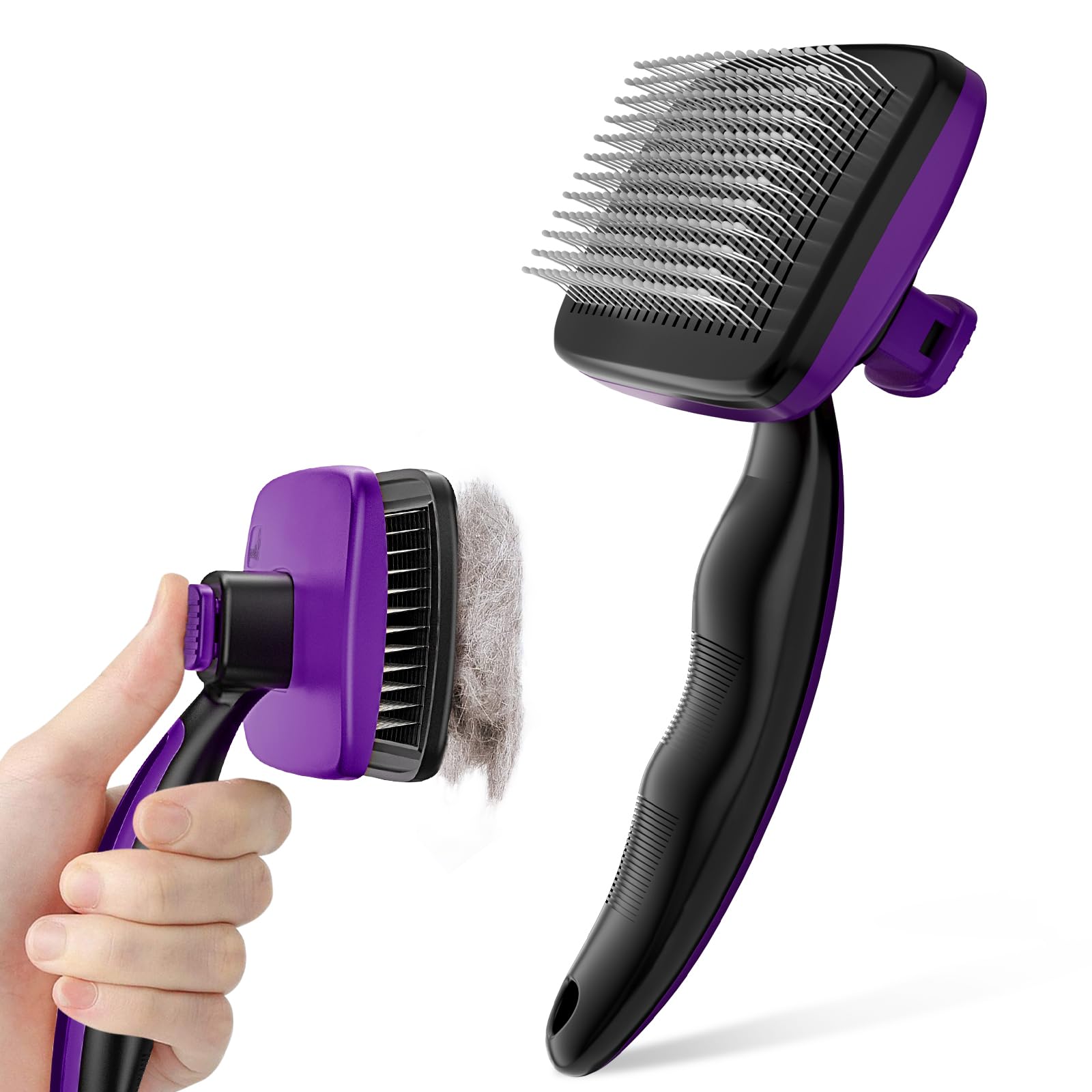 Photo 1 of Pecute Self-Cleaning Slicker Brush for Dogs, Cats, Lightweight Dog Brush for Shedding Massaging Grooming, Cat Brush Gently Removes Loose Fur Undercoat for Small Dogs Cats Rabbits of All Hair Types