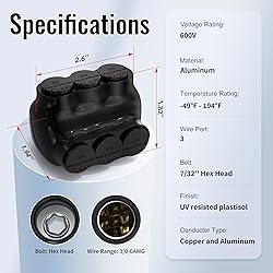 RVBOATPAT Insulated Tap Connector 3 Port 3/0-6 AWG