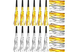 Uniticber Noise Makers for Adults Kids Party Horns Gold Silver Glitter Metallic Fringed Party Blowers Noisemakers Squawkers for Birthday Christmas Sporting Events New Years Eve Party Supplies 2024