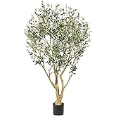 Realead 6ft Olive Trees Artificial Indoor - Large Faux Olive Tree with Realistic Leaves and Olives - Full and Grand Design Fake Olive Tree with Sturdy Base for Indoor Outdoor Office Decor