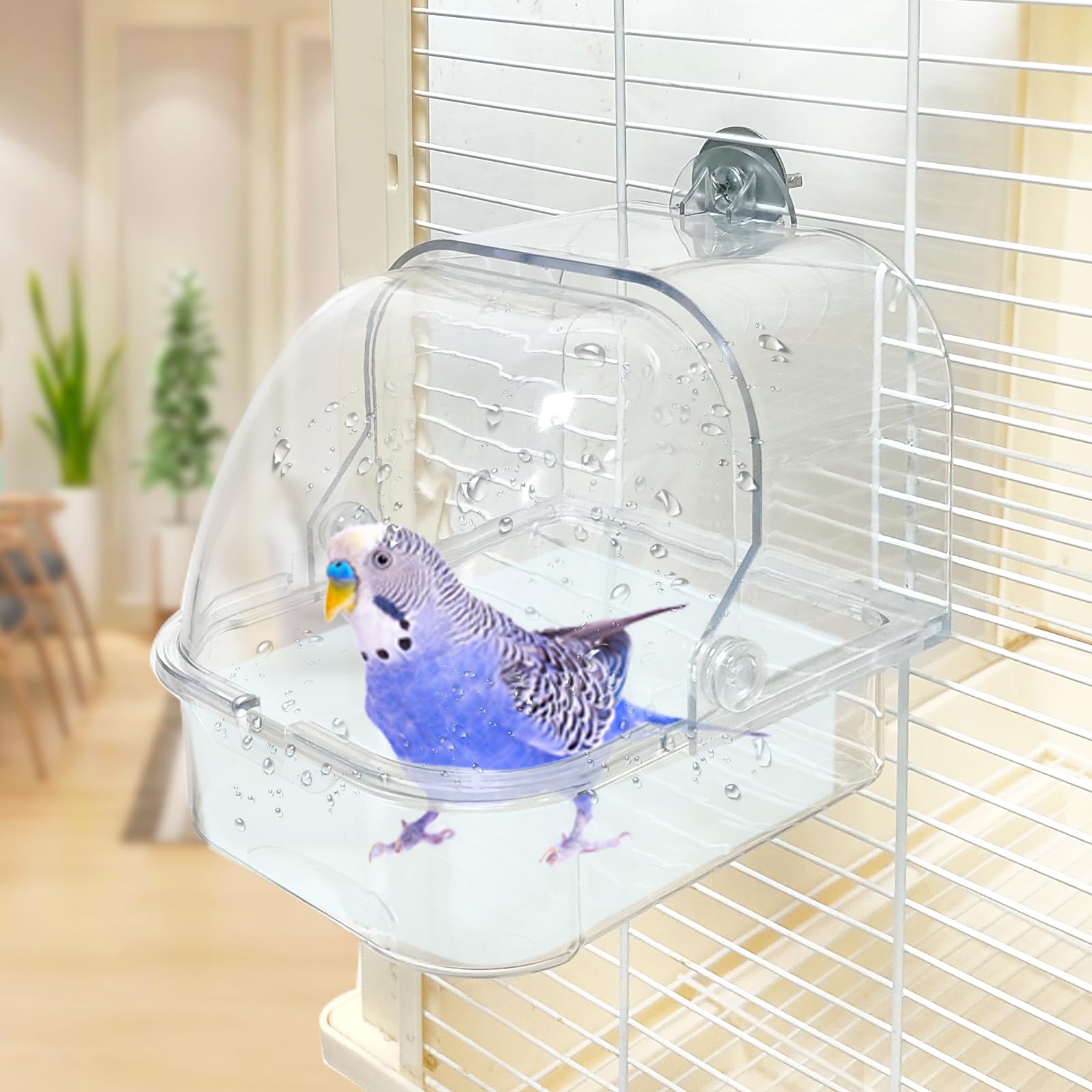 Photo 1 of WQY GroceryShop Bird Bath for Cage, Cleaning Pet Supplies Cockatiel Bird Bathtub with Hanging Hooks for Little Bird Parrots Spacious Parakeets Portable Shower for Most Birdcage
