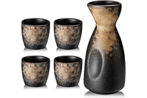 Sake Set with Cup and Wine Pot - Porcelain Set for Warmer - 1 Sake Pot 4 Sake Cups (B1)