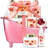 Spa Kit for Women, Bath & Body Gift Set, Luxury Home Spa Bath Gift Basket, Strawberry Scented Bath Set Christmas Gifts for Women, Pamper Gifts for Girls & Teens, Birthday Gift, Bath Self Care Gift