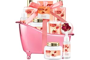 SAINT ROY Spa Kit for Women, Bath & Body Gift Set, Luxury Home Spa Bath Gift Basket, Strawberry Scented Bath Set Christmas Gifts for Women, Pamper Gifts for Girls & Teens, Birthday Gift, Bath Self Care Gift
