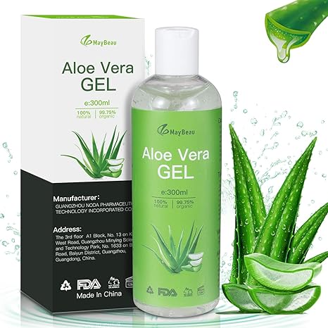 Aloe Vera Gel MayBeau 300ml Bio Aloe Vera Creme für Gesicht Haare Körper Feuchtigkeitscreme für Sonnenbrand Reparieren Natürl