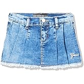 GUESS Girls' Stretch Denim Pleated Skort