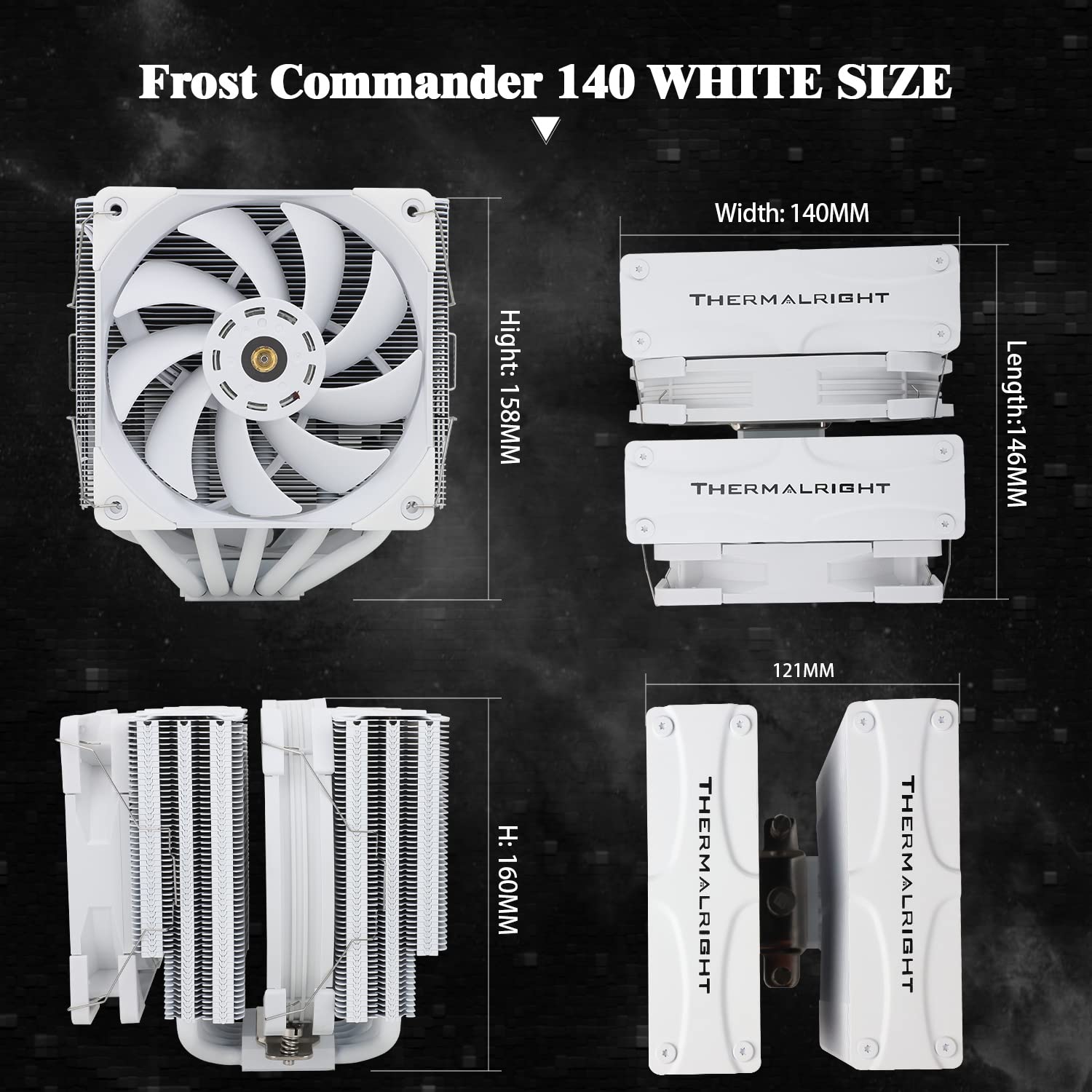 Thermalright FC140 White CPU Cooler Dual Towers and Dual Fan, 5 * 8mm Heat Pipes, 4Pin PWM Fan with S-FDB Bearing, for AMD AM4/AM5 Intel 1150/1151/1200/2011/2066/1700