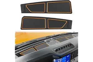 auovo Dash Cover Tray Fit for Ford Bronco Accessories 2026 2025 2021 2022 2023 2024 Anti-Slip Silicone Dashboard Compartments Mat fit Bronco 2/4-Door Interior Dash Pad Liners 2-pc Set (Orange Trim)