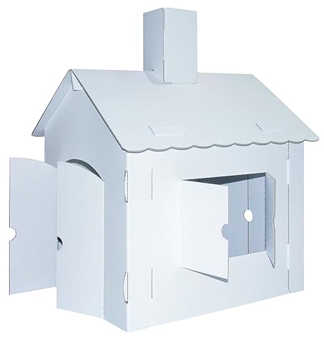 Kreul 39106 - Joypac Bastelkarton Spielhaus XL, ca. 44,5 x 41 x 57 cm, weiß zum selber Gestalten