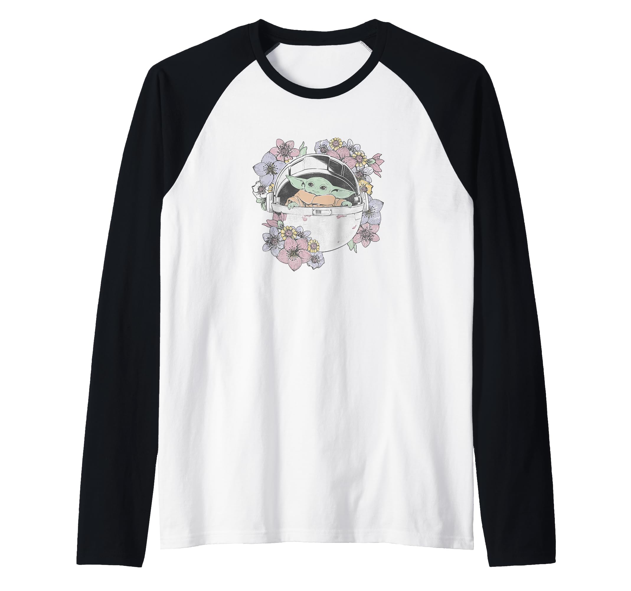 Star Wars Grogu Floral Carrier Raglan Baseball Tee