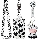 Id Badge Holder with Lanyard,Retractable Lanyards for Id Badges Breakaway Lanyards for Id Badges Lanyard with Retractable Reel Milk Cow Color Lanyards for ID Badges Milk Cow Keychain