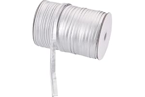 BB BEADTHOVEN Beadthoven 109Yards/Roll Maxi Piping Trim 3/8” Satin Luster Polyester Single Fold Piping Bias Tape Binding Lip Cord Welting Cord with Spool for Sewing Clothing Trimming Upholstery (Silver)