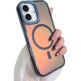 SAKUULO Magnetic Case for iPhone 16 Plus Compatible with Magsafe, Bling Laser Iridescent Florescent Crystal Sparkly Luxury Shockproof Protective Cover for Women Men, Black