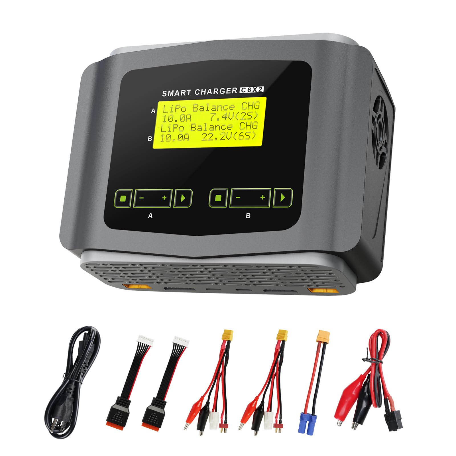 Photo 1 of Hiyiton C6X2 Dual LiPo Battery Charger DC 240W 10A,Smart Balance Charger Discharger for LiPo/Li-ion/Life(1-6s) NiCd/NiMH/LiHV/PB,RC Car Battery Charger