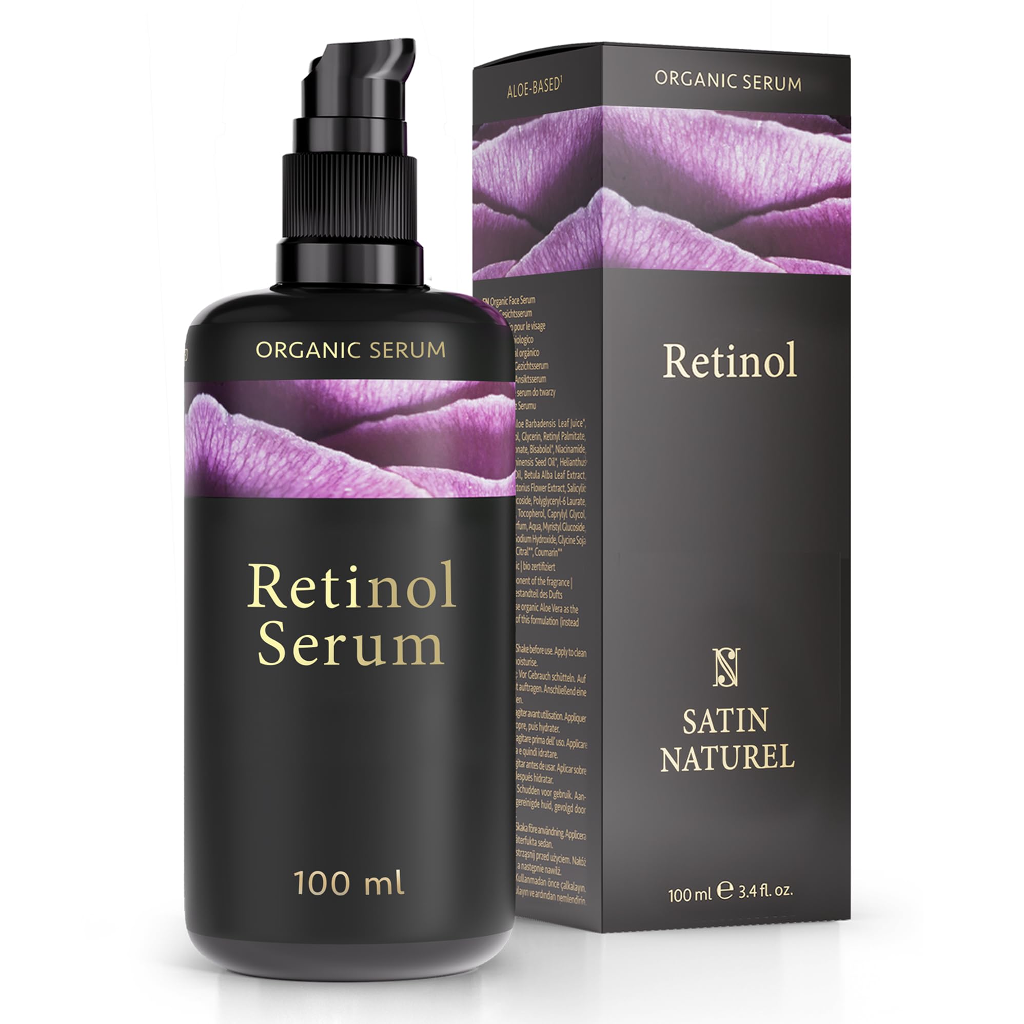 Satin Naturel Retinol Serum 100ml – Retinol Face Treatment with Hyaluronic Acid, Niacinamide & Salicylic Acid – Anti-Ageing & Blemish Skincare – Evening Face Serum for Smoother Skin — image 1