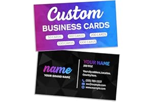 Custom Business Cards - Double Sided Printing Personalized Business Card with Logo Text or Photo - Waterproof 300gsm Tarjetas