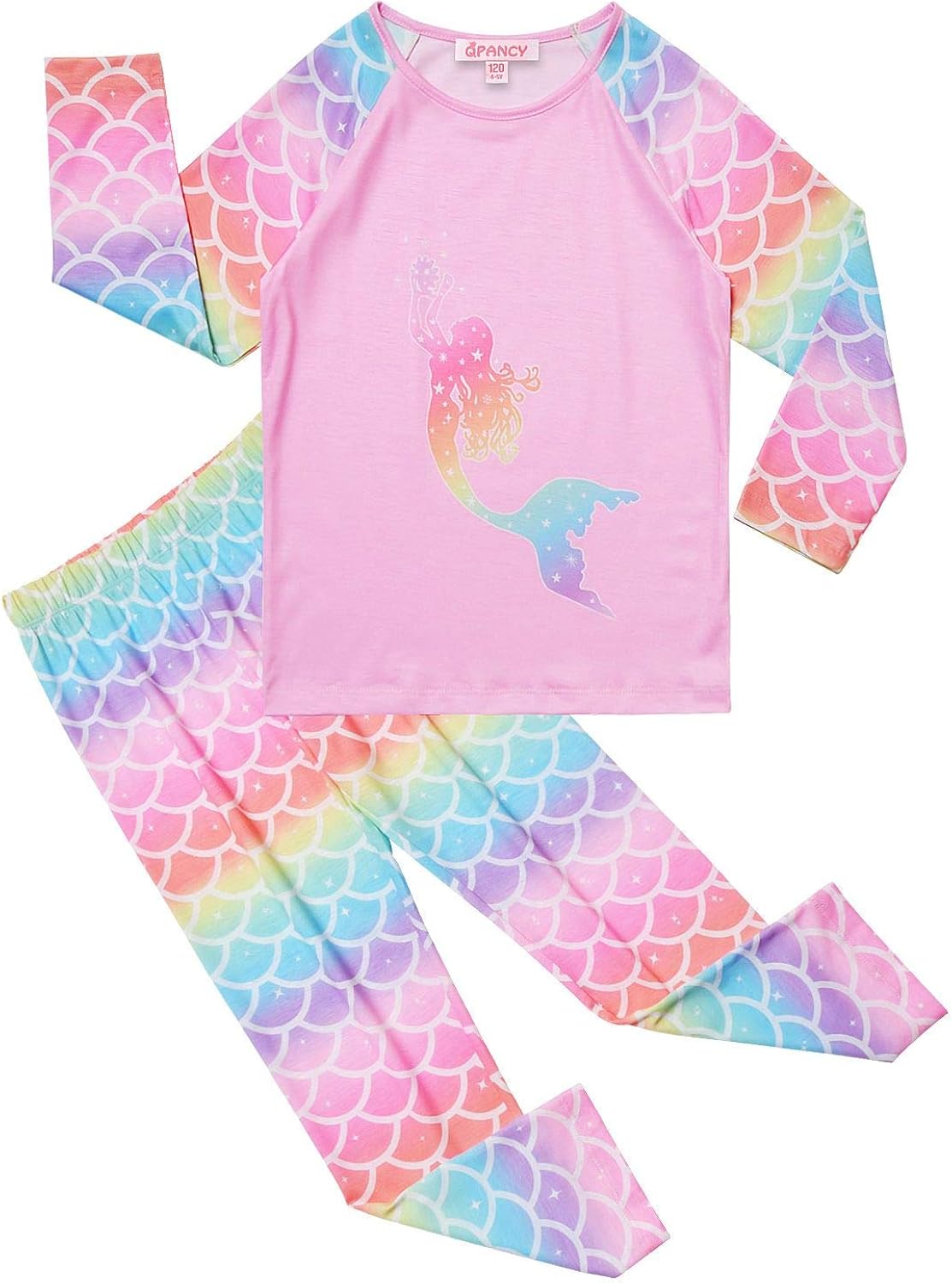 Girls Mermaid Pj Sets Cotton Pajamas Long Sleeve Fall Winter Sleepwear