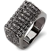 Dazzlingrock Black Rhodium Plated Mens Hip Hop Pinky Ring | 2.50 Ctw | Round Black Diamond | 10K White Real Solid Gold