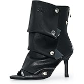 KEEISEA Stiletto Heeled Ankle Boots for Women Party Wedding Anniversary Graduation Prom rave Slouchy boots