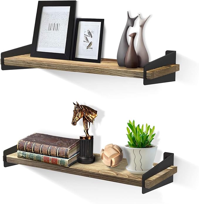 SHAN ZU Schwebende Regale Wandmontage, rustikales Holz Wandregal