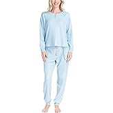 Ocean Pacific Waffle Knit Pajama Set for Women, Long Sleeve Henley and Jogger Sleep Pants