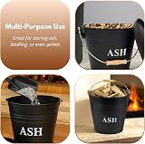 Marco Paul Ash Bucket with Lid 12L Dark Grey Metal Fireplace Accessory view 7