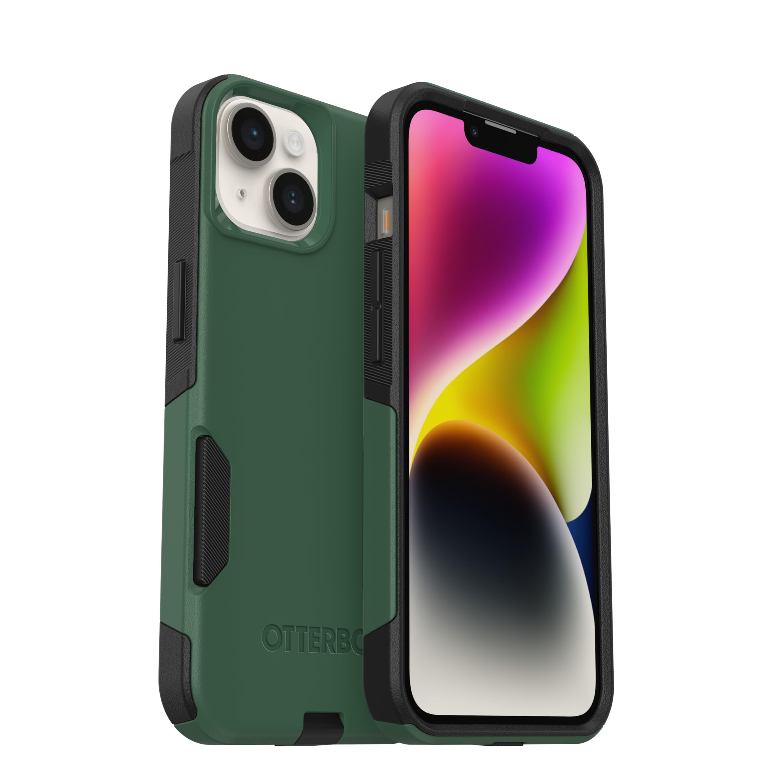 OtterBox iPhone 14 & iPhone 13 Commuter Series Case - Commuter Series Case -Thin, Dual-Layer, Pocket-Friendly, Port Cover - Green/Black Image