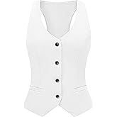 V VOCNI Waistcoat Vest for Women Racerback Button Up Fashiona Casual Dress Suit Vest Top