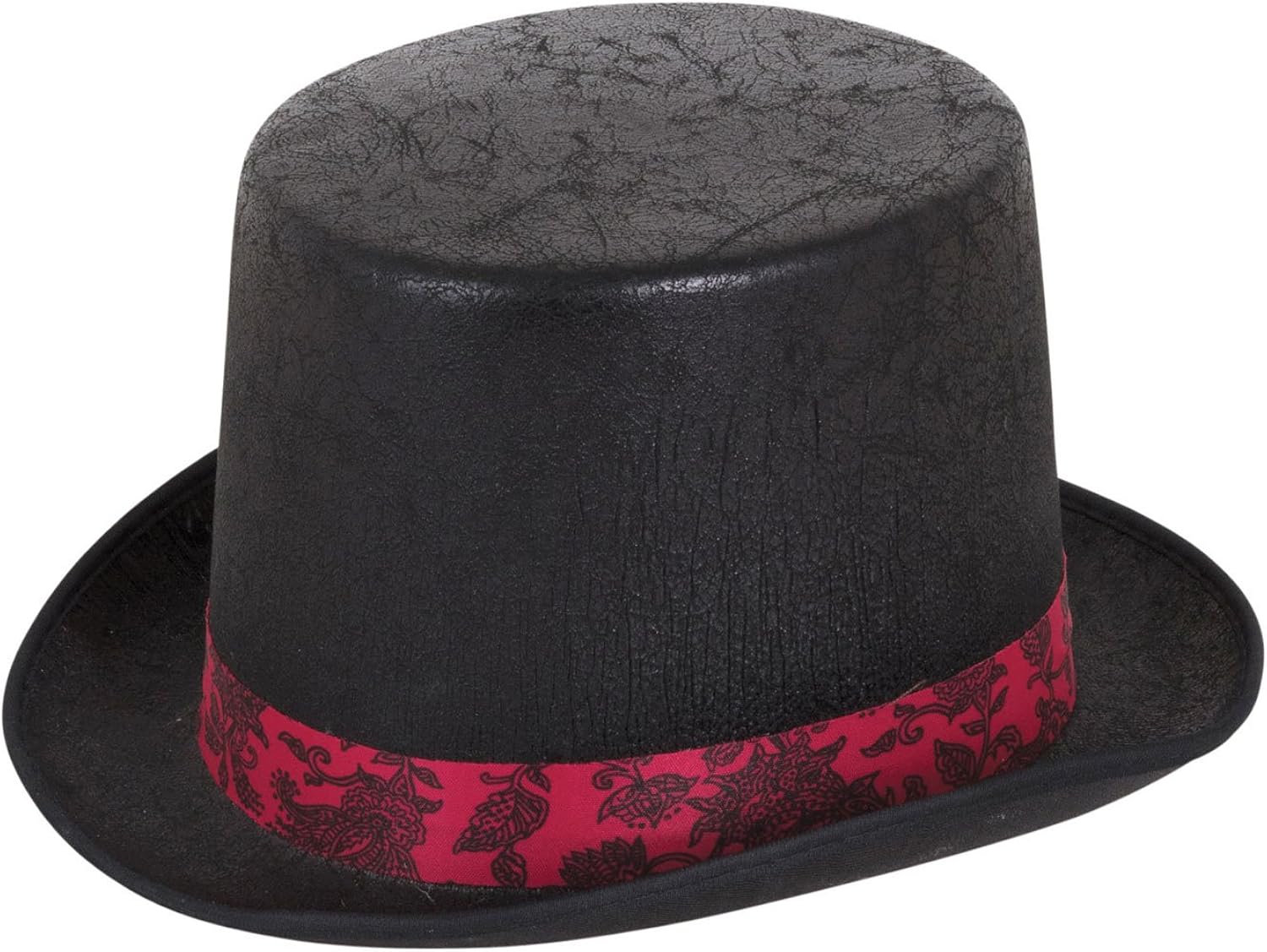 Aged Look Black Top Hat Adults with Red Band Steam punk Fancy Dress