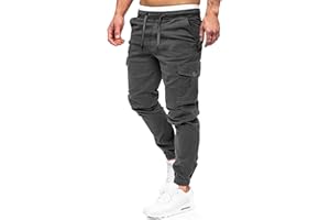 Wimerace Mens Joggers Cargo Pants Men Fashion Pants Sweatpants Casual Work Chino Pants Drawstring 6 Pockets