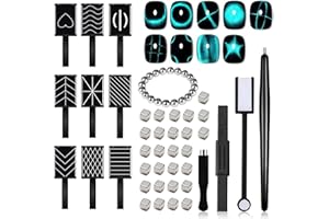 XEAOHESY 60 Pieces Cat Eye Magnet for Nails Magnetic Beads Cube Magnet Multi-Functional Nail Magnet Wand Magnet Stick Magnetic Pen 9 Nail Magnet Plates With Different Patterns for Cat Eye Nail Polish