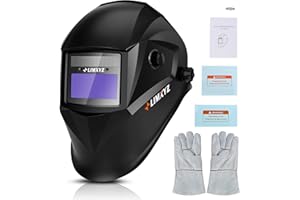 LIMXYZ Welding Helmet Auto Darkening,True Color Welding Hood Solar Powered 3.66 * 1.69",Mask With 2 Arc Sensors,Wide Shade 4/9-13 Suitable for TIG, MIG, MAG With Welding gloves （M-001）