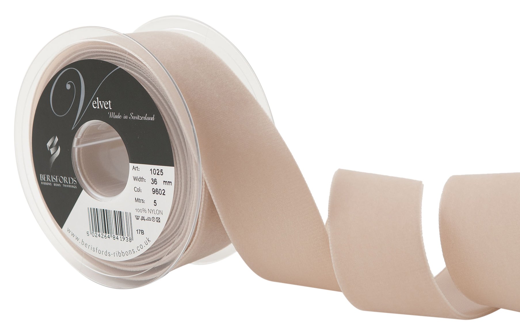 Berisfords Velvet Ribbon, Blonde, 102 x 45 x 102 cm