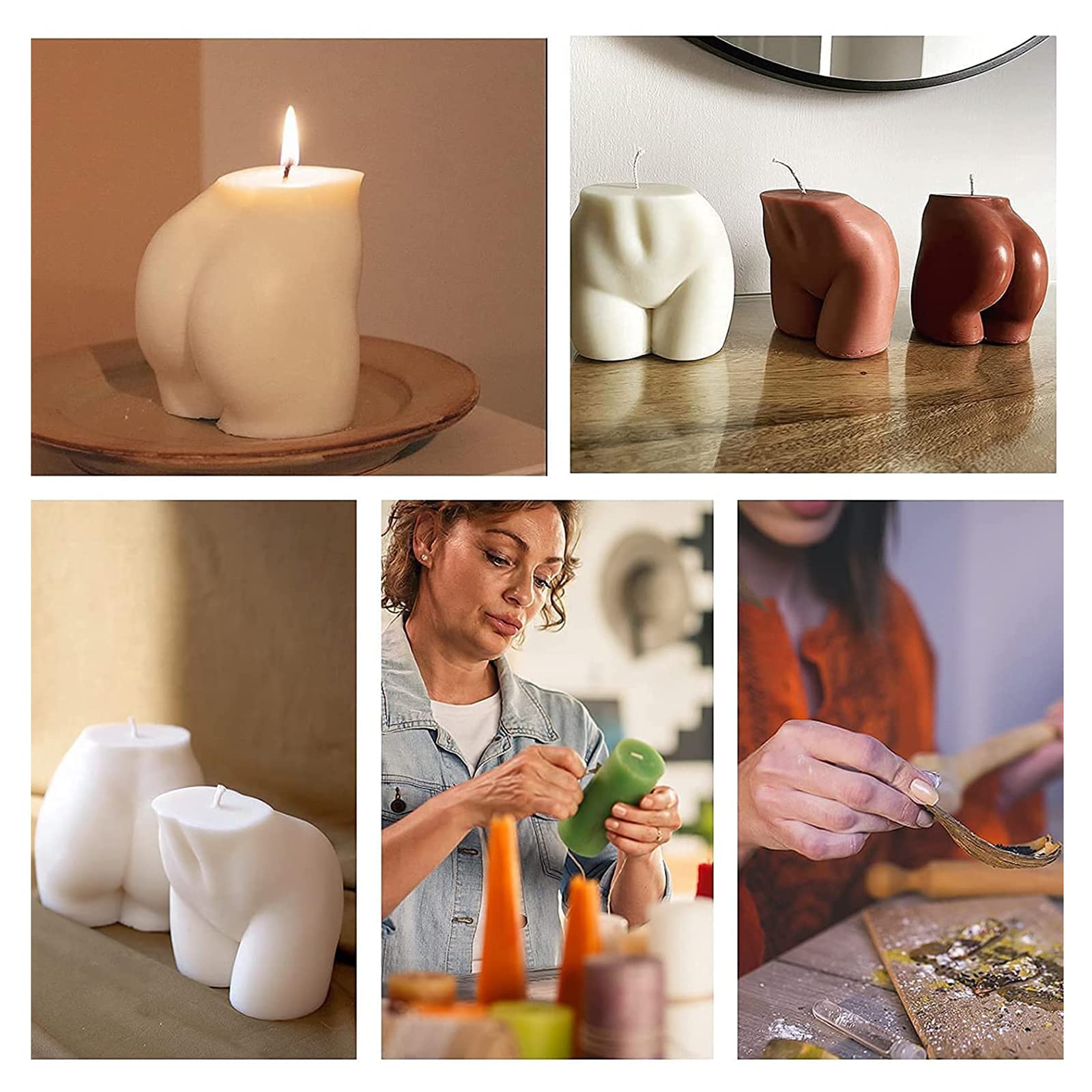 TOPYS Sexy Curvy Butt Silicone Body Mold Women Figure 3D Mould Female Bottom Body Mould for Resin Pendant Plaster Carving Candle