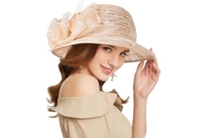 RZTA Women's Kentucky Derby Church Dress Hat Wide Brim Leaf Flower Bridal Shower Hat