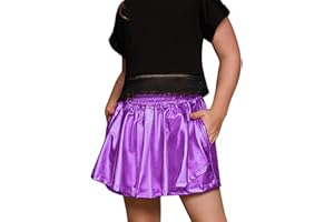 Perfashion Girls' Metallic Skorts Sparkly Shorts Shiny Dance Skirt with Pockets 4-13 Years