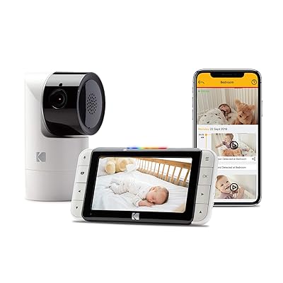 KODAK Cherish C525 Video Baby Monitor with Mobile App - 5 inch HD Screen - Hi-res Baby Camera with Remote Tilt, Pan and Zoom, Two-Way Audio, Night-Vision, Long Range - WiFi Indoor Camera