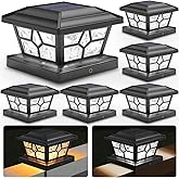 SIEDiNLAR Solar Post Lights Outdoor, 6 Pack, 4 Modes, 40 LEDs, Black | Solar Powered Post Cap Lights with White/Warm Dynamic Lighting for 4x4 5x5 &amp; 6x6 Wood or Vinyl Posts, Deck Fence Patio Decor