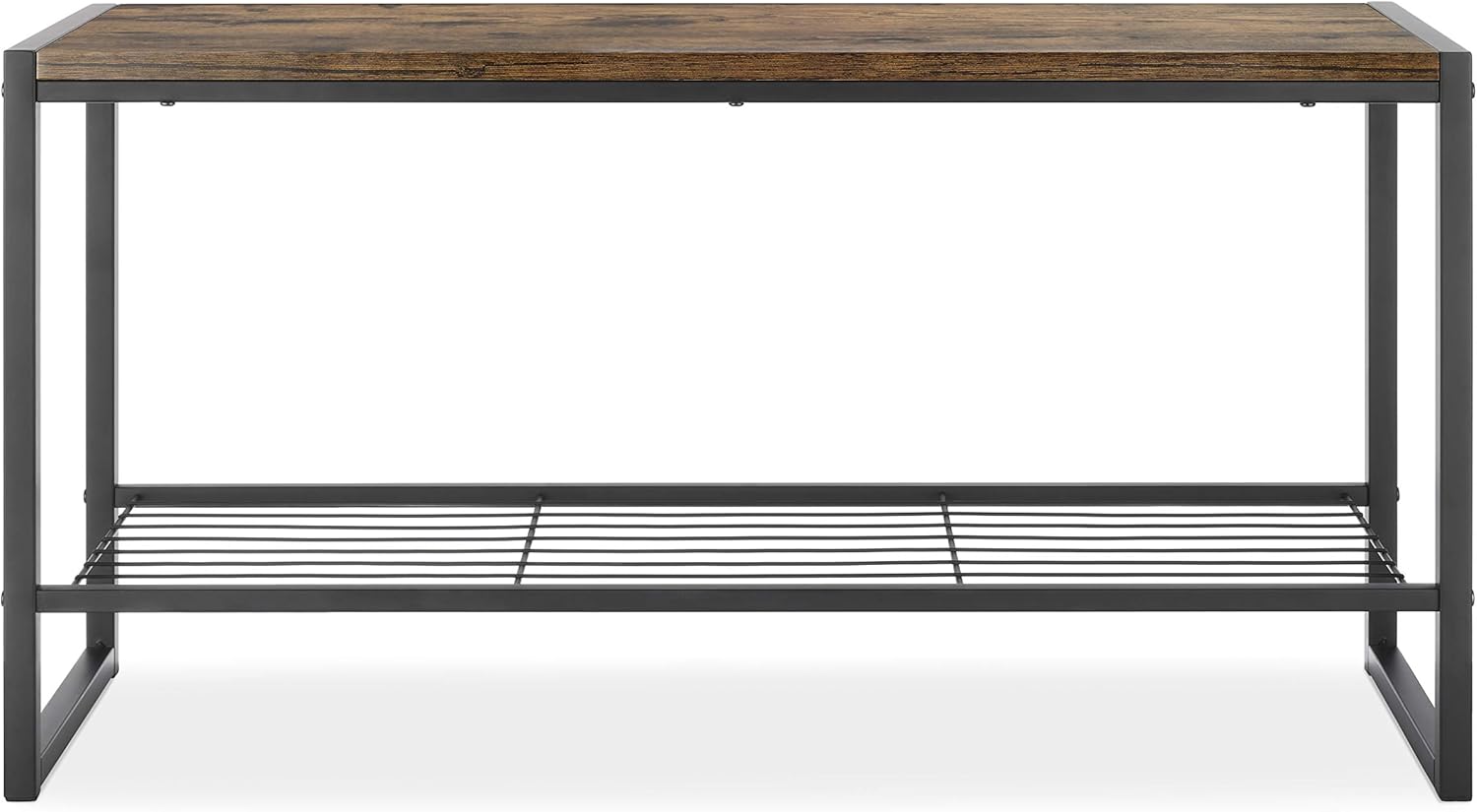 Whitmor Modern Industrial Entryway Bench w/Shoe Storage, Brown: Home & Kitchen
