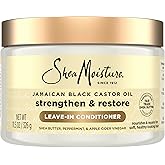 SheaMoisture Jamaican Black Castor Oil Leave In Conditioner 100% Pure Jamaican Black Castor Oil For Damaged Hair to Soften an