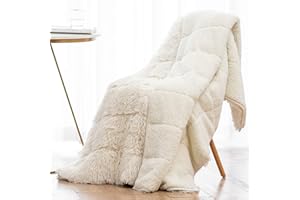 Wemore Shaggy Long Fur Faux Fur Weighted Blanket, Cozy and Fluffy Plush Sherpa Long Hair Blanket for Adult 15lbs, Fluffy Fuzz