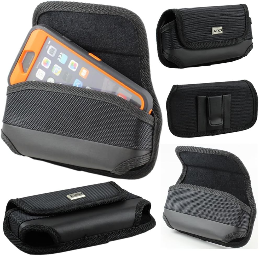 LG Leon C40 LTE C40 H320N Flip Vinyl Nylon PU Leather Magnetic Carrying Holster Belt Clip Loop Pouch Case Cover with Horizontal Dual Double Belt Hook Loop for LG Leon LTE C40 H320N