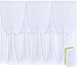 8 Panels White Backdrop Curtains for Wedding Party