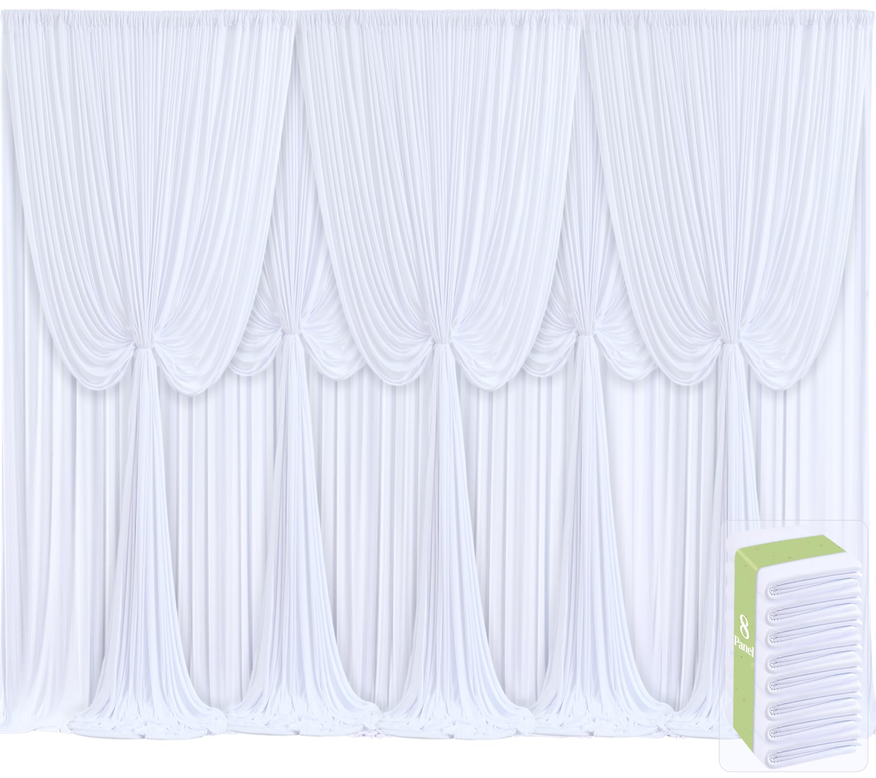 8 Panels White Backdrop Curtains for Wedding Party