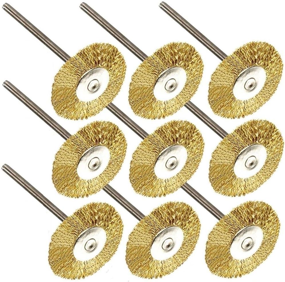 Rotary Tools RT- 53LB 9PC Large Brass Bristle Brushes for Dremel Accessories For Rotary Tools