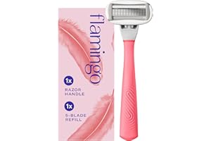 Flamingo Razors for Women, 1 Razor (Flamingo Pink & Polished Chrome) Handle and 1 Razor Blade Refill
