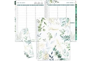 SUNEE 2025 Appointment Book, Quarter-Hourly, Weekly & Monthly - from January 2025 - December 2025, 8.5"x11" Weekly Planner, Flexible Cover, Note Pages, Pockets, Bookmark, Spiral Binding, Full Leaf