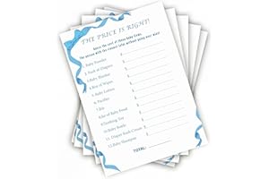 30PCS Blue Bow Baby Shower Games, Boy The Price Is Right Game, Gender Reveal Game, Blue Baby Shower Decorations